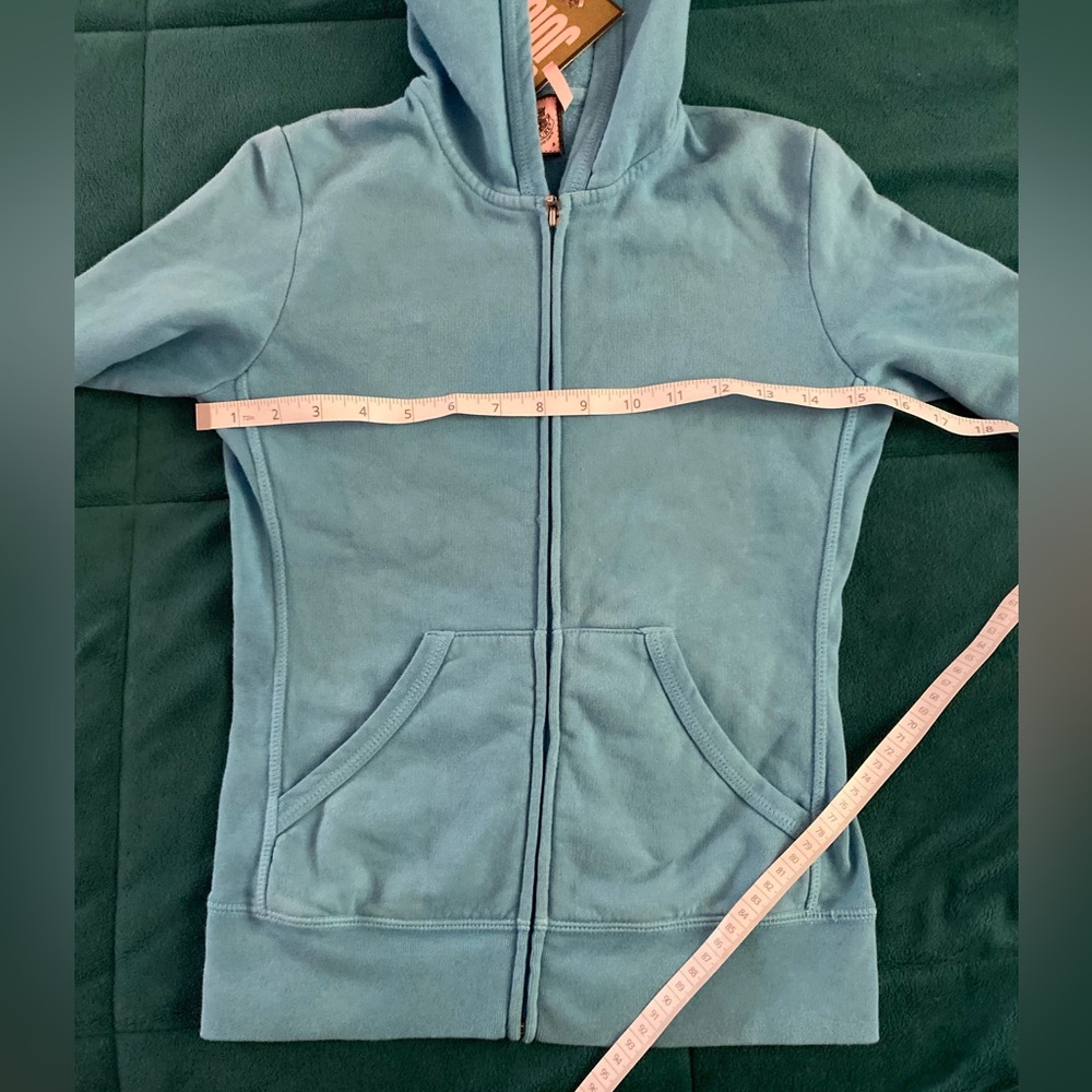 New With Tags! Juicy Couture Blue Embellished Fleece Zip Up Hoodie. Size XS - Picture 5 of 6